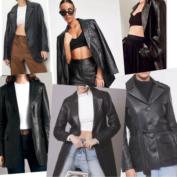 Vintage Wilsons Black Leather Blazer Jacket with belt Women’s M - Picture 10 of 12